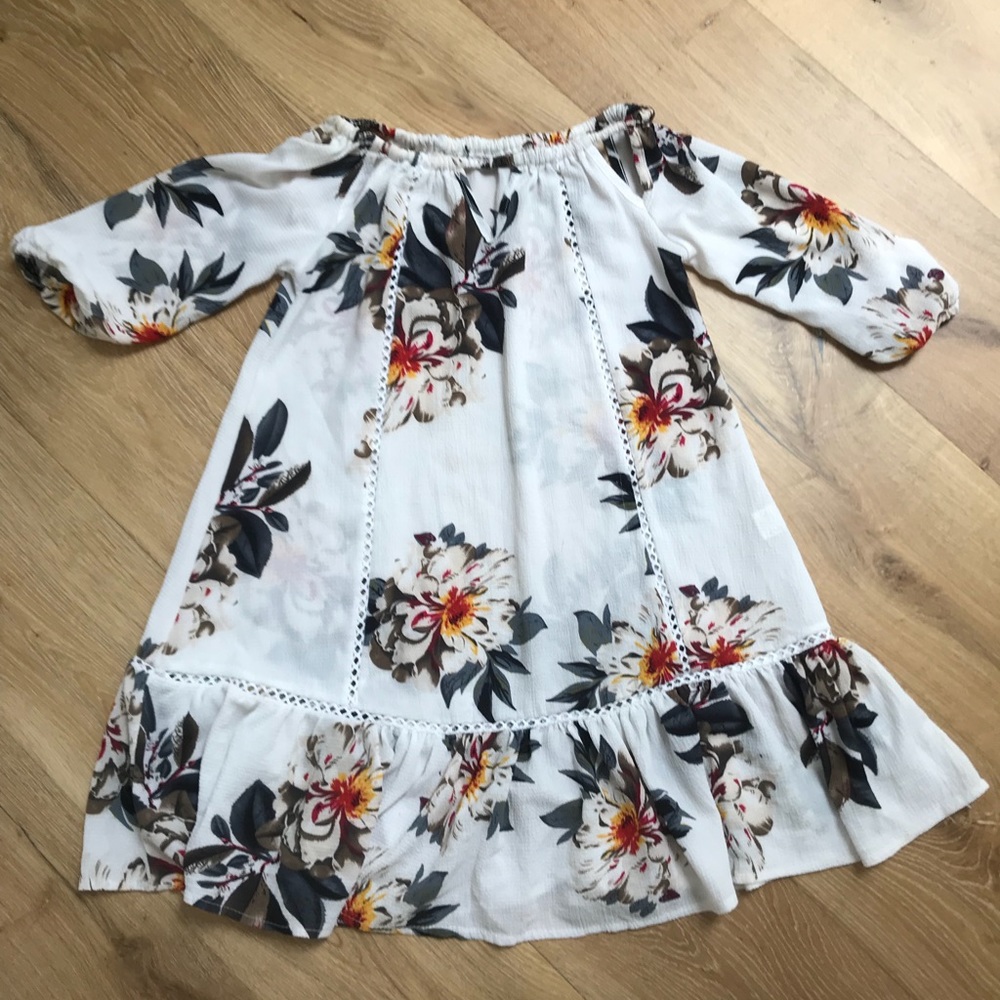 Off the shoulder white floral summer dress